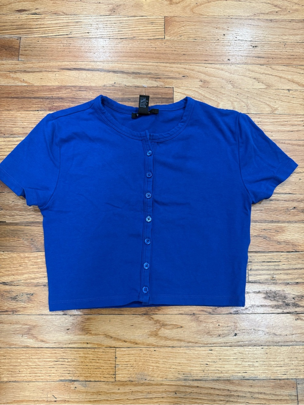 Royal Blue Button-Front Crop Top